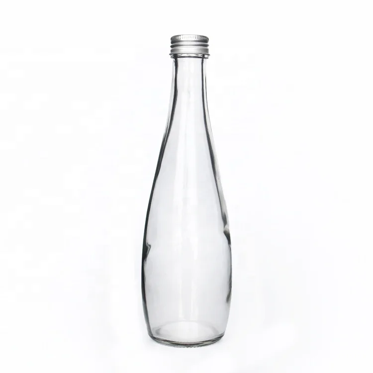 Tear Drop Shape High Grade Clear Spring Sparkling Flavored Water Glass Bottle 330ml For Tonic