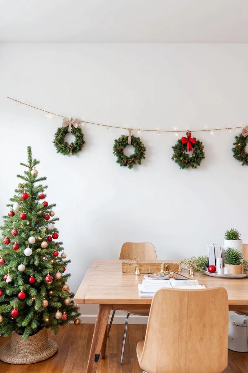 Dollar store items transformed into cute office holiday decor
