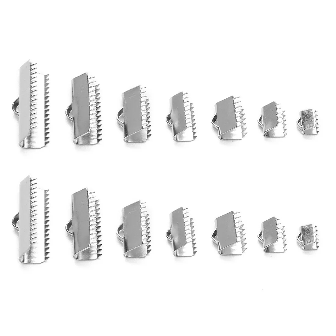 

Jewelry Making Accessories Wholesale Steel Crimp Clasps Ribbon Webbing Ends Clips With Claw for Lanyards Ribbon, Silver