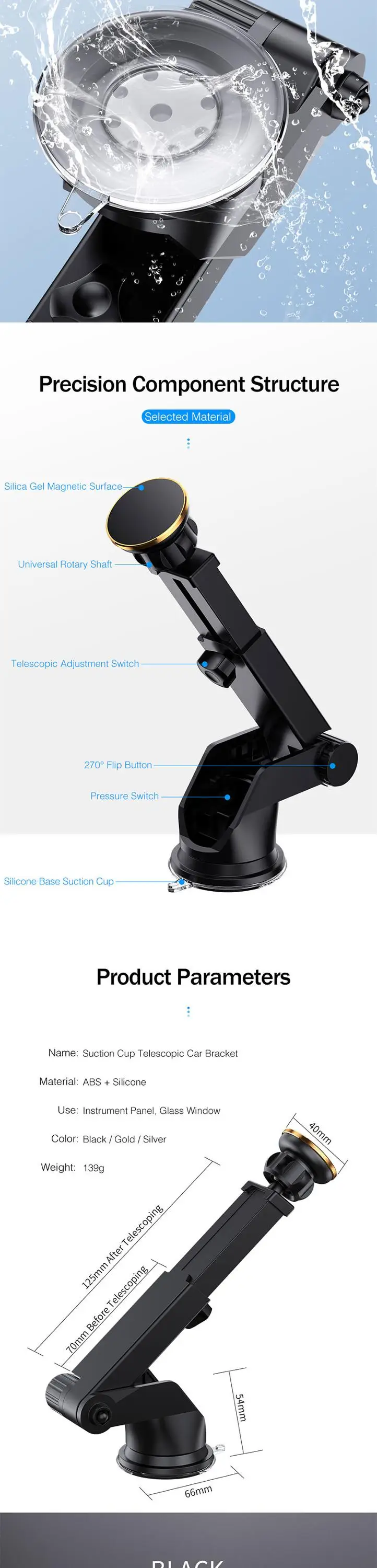 EONLINE Suction cup Car phone Holder Car Barcket telescopic Mount For iPhone 8 X XS Max Samsung Xiaomi Mobile Phone Holder Stand