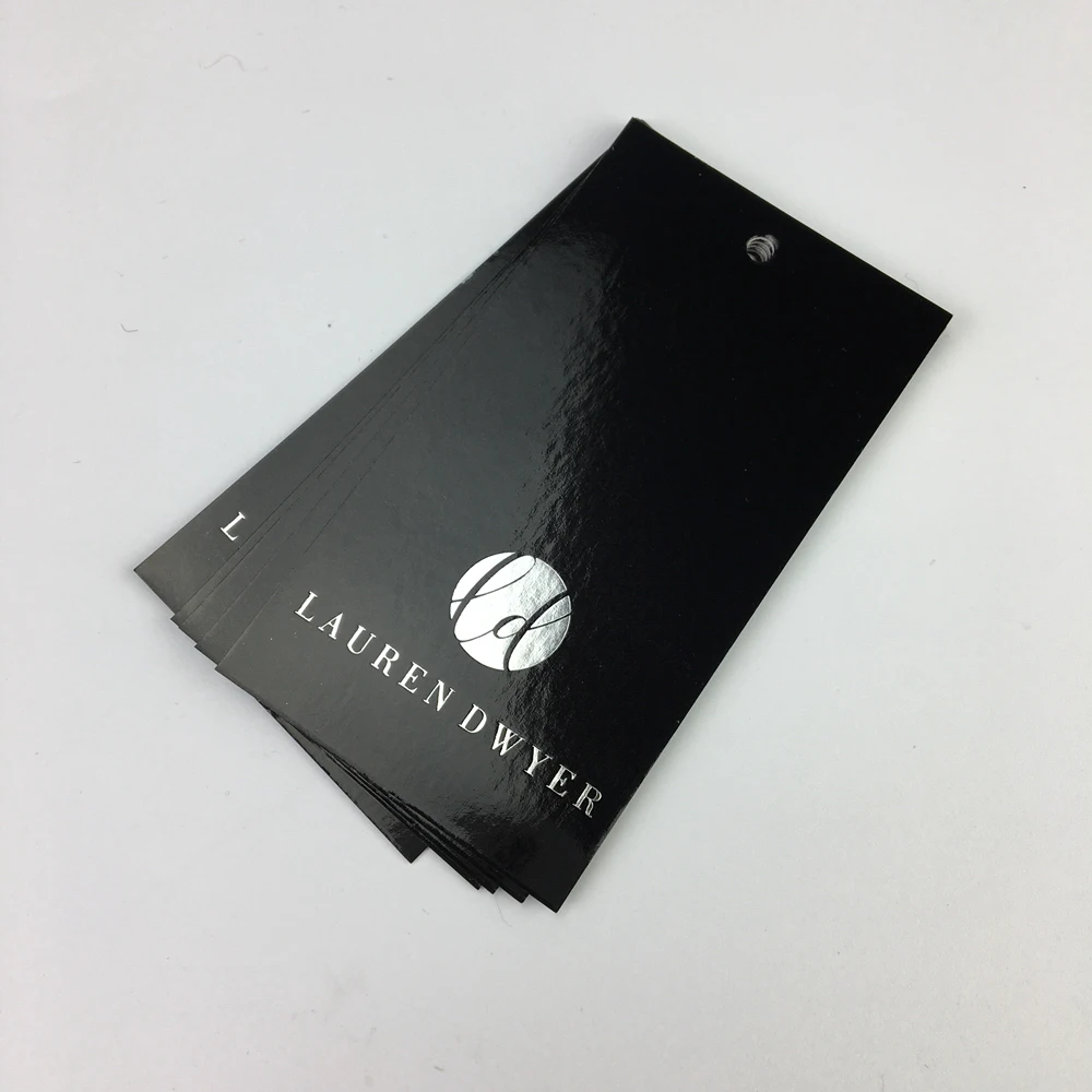 

92*56mm Pro service and quality white hang tag iridescent printing socks paper hang tag, White, black, blue, red or custom color