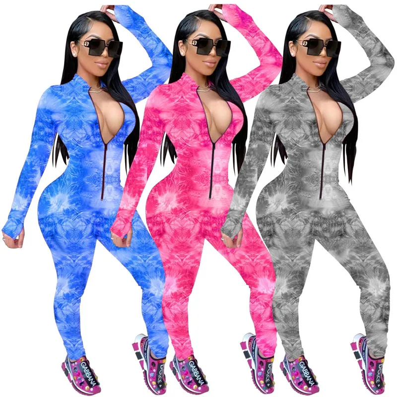 

Sexy One Piece Jumpsuits Women 2021 Long Sleeve Girls' Zippers Jumpsuits and Rompers Fall Clothing for Women, 3 colors