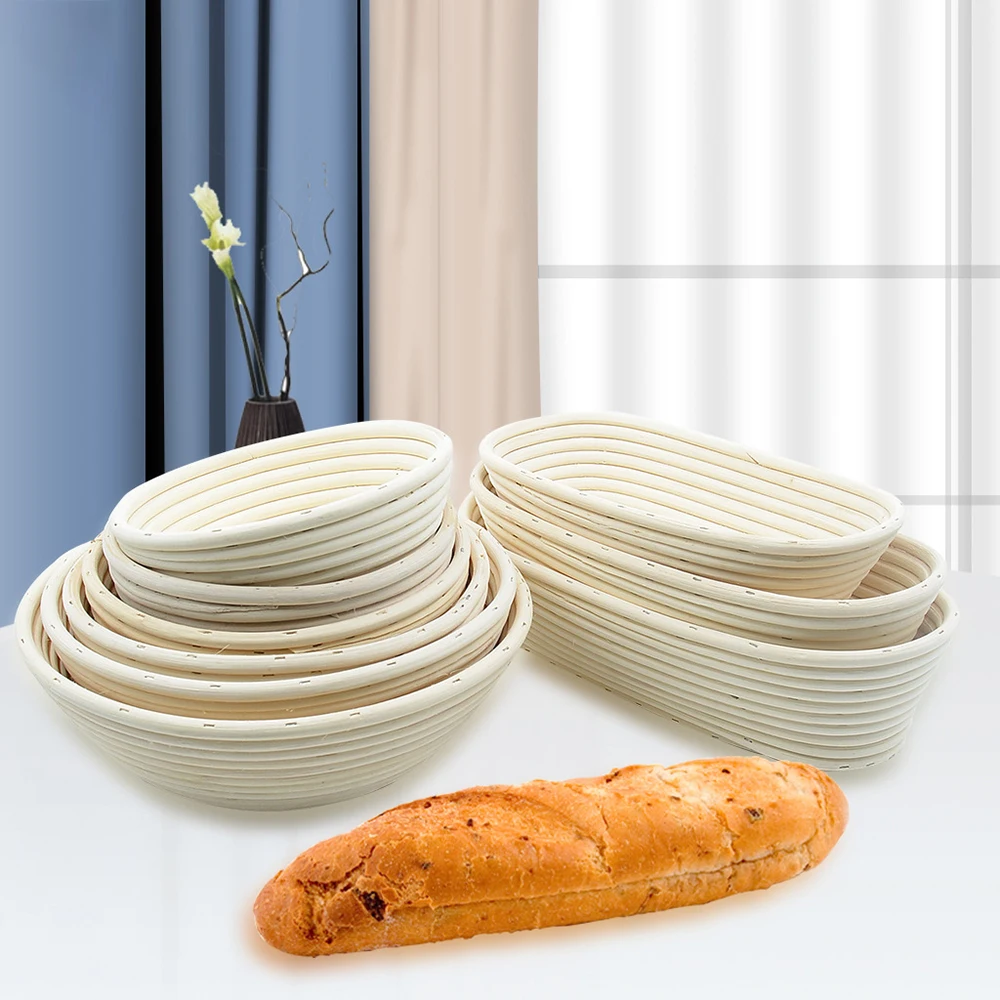 

Bread Fermentation Basket Set of 2 9 Inch Round & 10 Inch Oval Cane Sourdough Baskets with Bread Lame