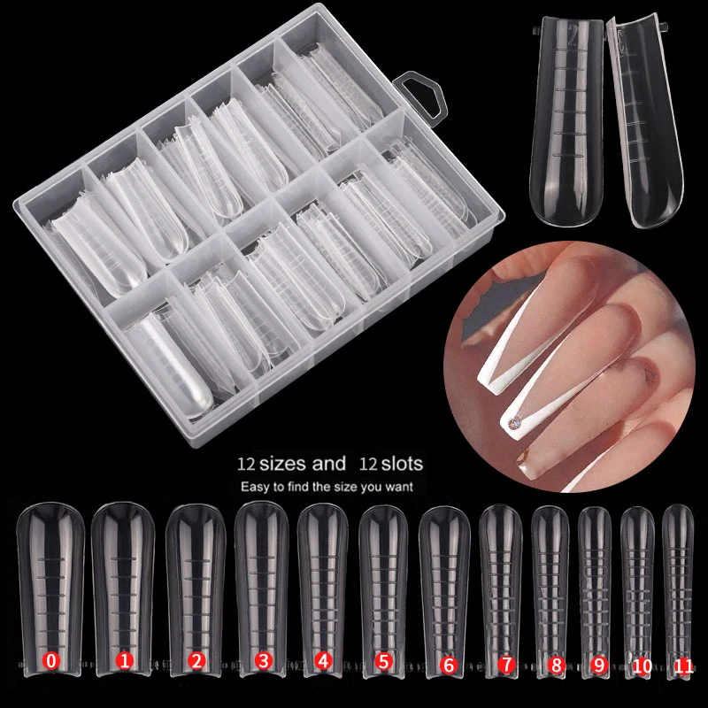 

120pcs Ballerina Nail Tips Mold Dual Forms with Scale Finger Extension Nail Art UV Poly Acrylic Gel Builder Accessories