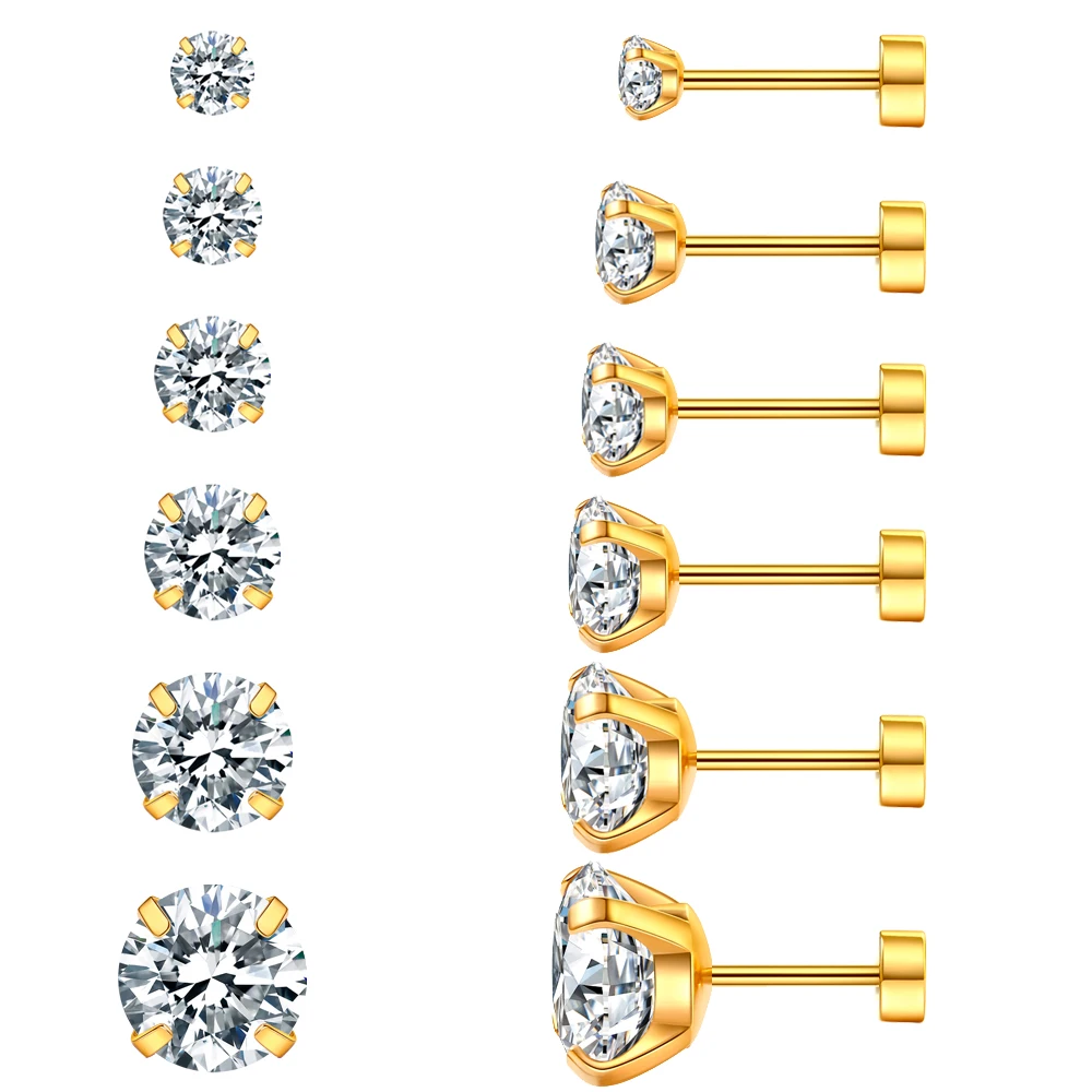 

Fashion Jewelry 2021 Stainless Steel Studs Earring Wholesalers Girls Bling Stone Zircon Minimalist Earrings, Silver, gold, rose gold