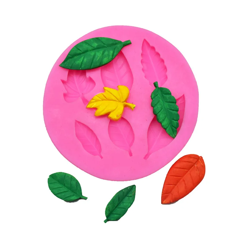 

DIY Baking Round 6-hole Leaf Shape Turn Sugar Chocolate Clay Car Spread Stone Silicone Mold for Baking Pastry Accessories