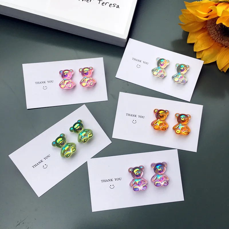 

Creative Sweet Sparkle Girls Mini Gummy Bear Earrings Jewelry Cute Colorful Cartoon Bear Design Stud Earrings