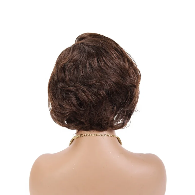 

Ready To Ship Cuticle Aligned Human Hair Lace Frontal Wigs #4 Color Pixie Cut Natural Hairline Short Lace Front Wig, Natural color #1b