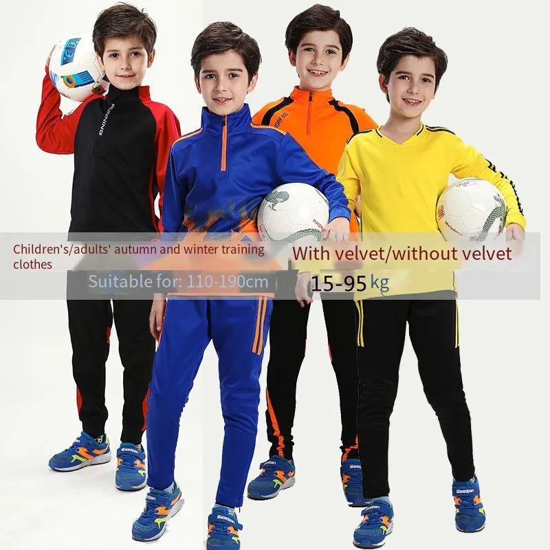 

2021Children Adult Football Tracksuit Kids Training Kit Long Sleeve Boy Suit Spring and Autumn School Uniform Clothes