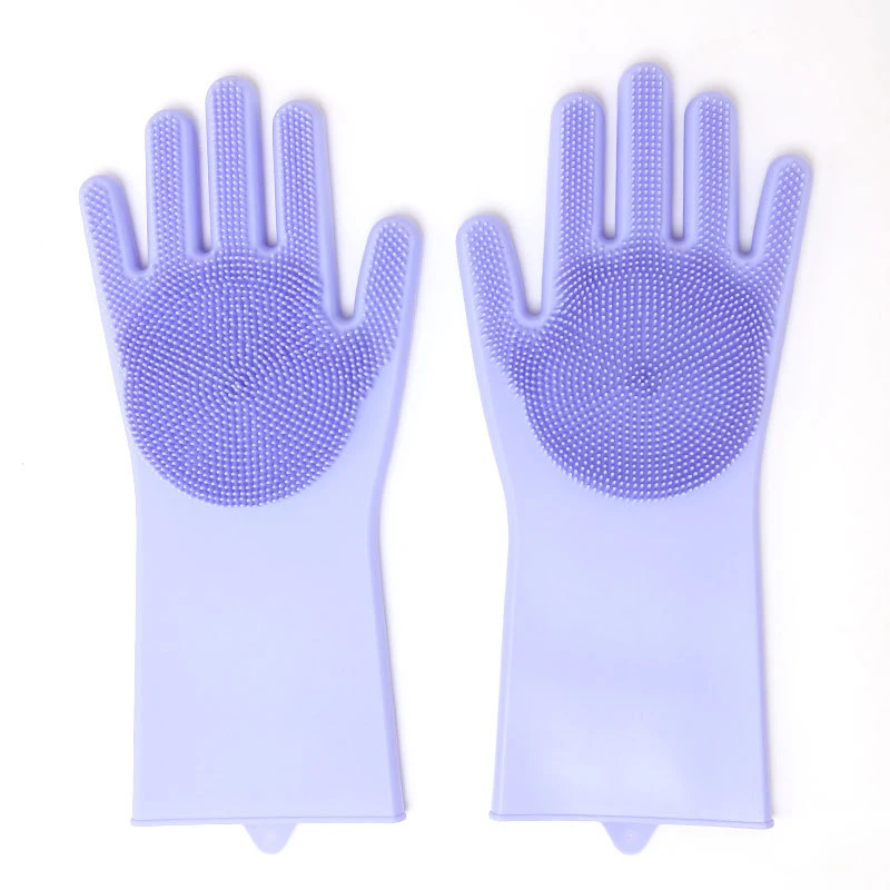 

Heat Resistant Silicone Reusable Kitchen Cleaning Dish Washing Mitten Brush Scrubber, Pink/blue/green/purple/gray