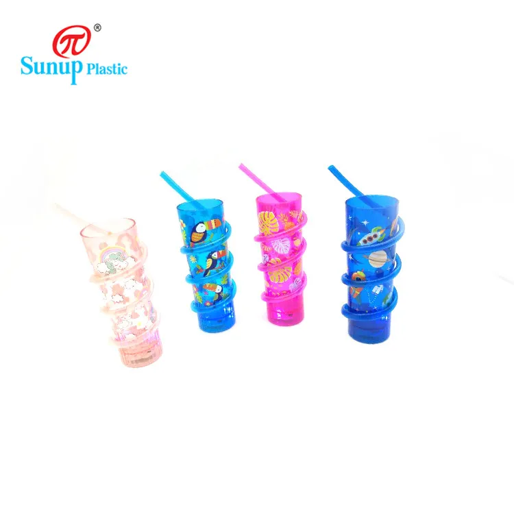 Promotional Plastic Crazy Straw Party Suppluy Cup With Straw Buy