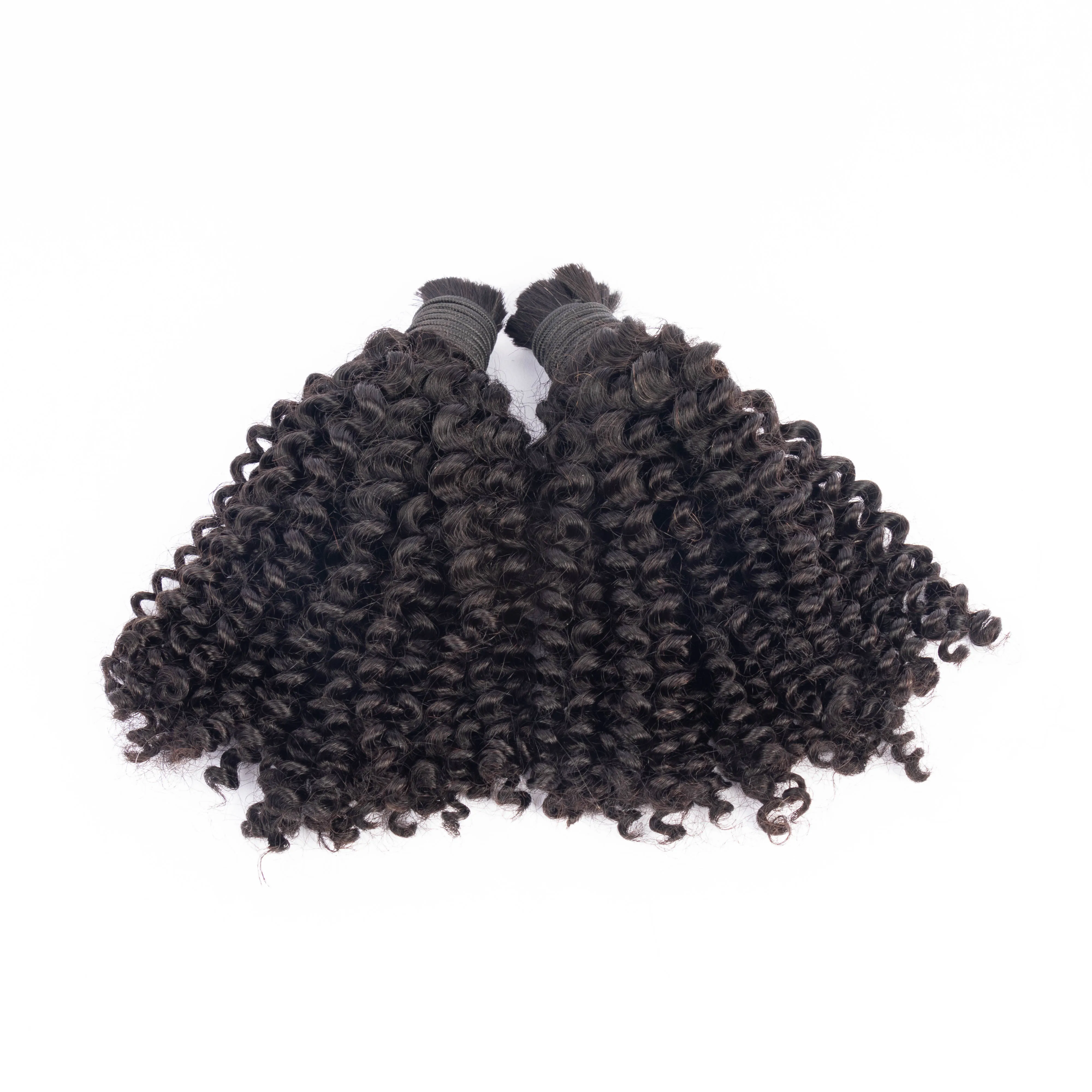 

Ready To Ship Products Kinky Curly 3A3B Double Drawn 100% Virgin Human Hair Bulk For Braiding