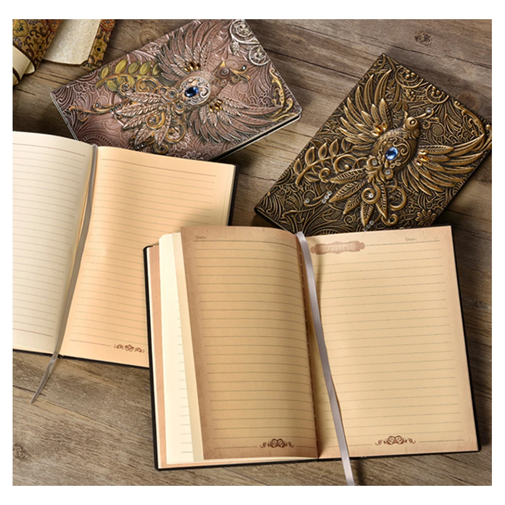

3D Rainbow Owl vintage embossed leather cover 200 pages notebook gift souvenir antique handmade diary notepad sketchbook