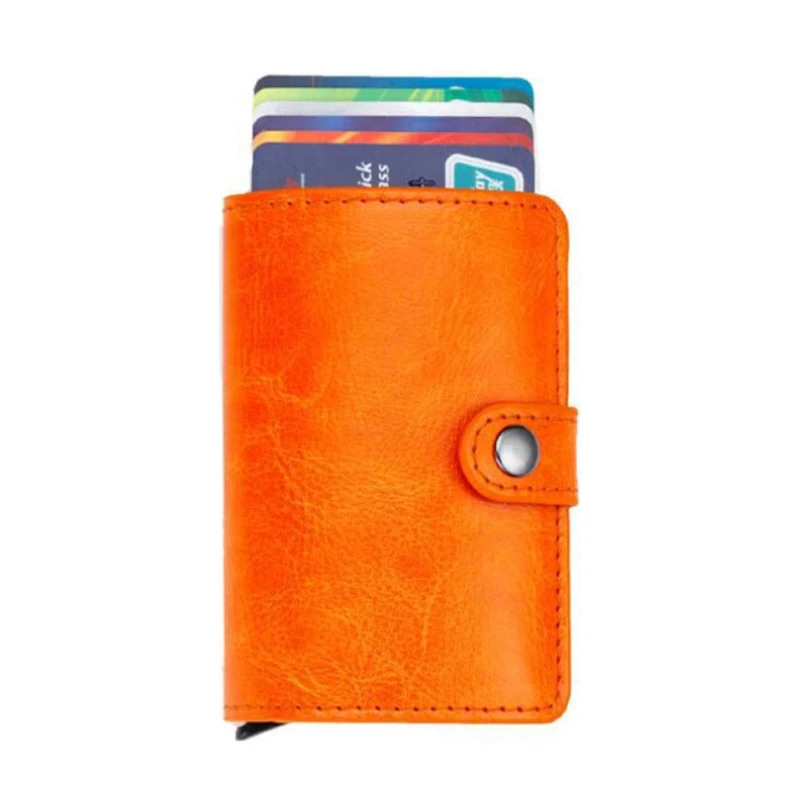 

2021 trends Aluminium metal box Anti-degaussing RFID blocking pop up card storage case business ID credit card holder slim wall, Black, blue, red... ...