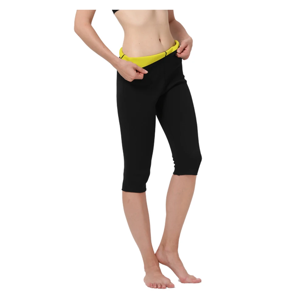 

Women thermal plus size sauna suit shorts weight loss neoprene sweat effect workout pants gym shapewear legging, Yellow/customized