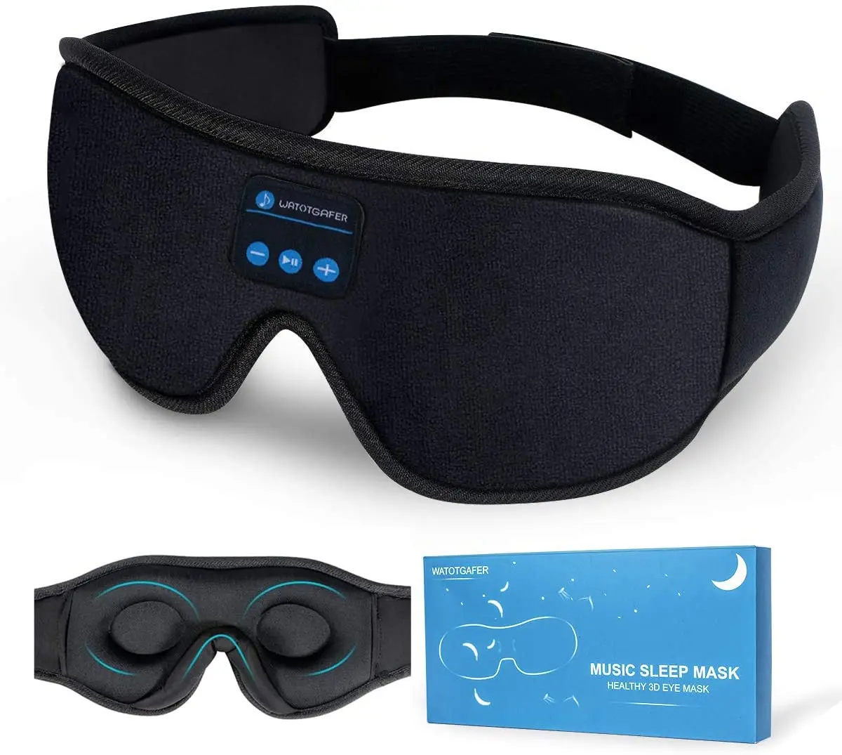 

BT 5.0 Wireless 3D Eye Mask Cotton 3D Sleeping Eye Mask for Side Sleepers Washable Travel Music Pl Sleep Eye Mask