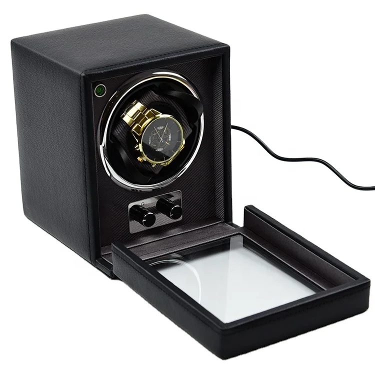 

high quality special whtie wood eilux black leather wolf double automatic watch case, Customized