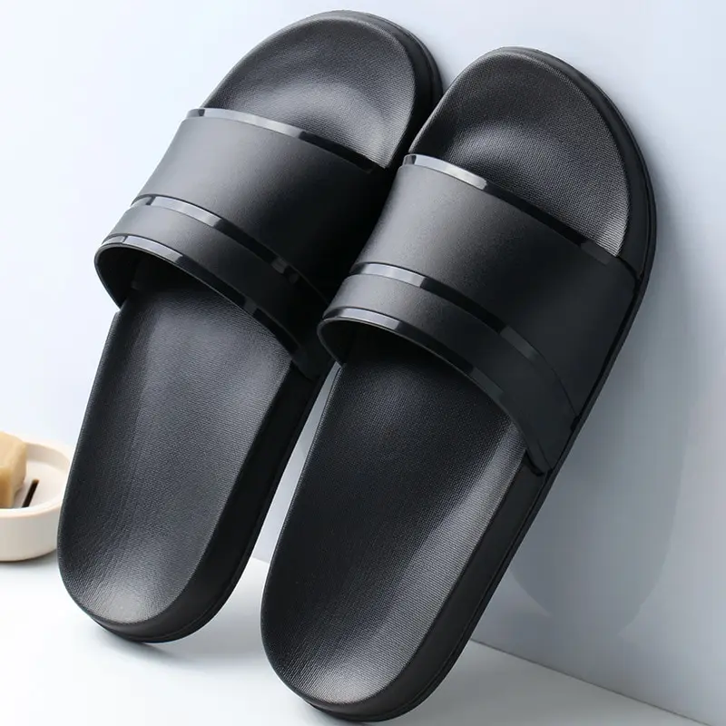 

2020 New Hot Summer Men Slippers Casual Black White Shoes Non-slip Slides Bathroom Sandals Soft Sole Women Slides Plus Size 47