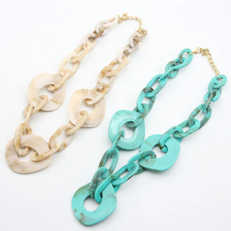 

Acrylic double color grain necklace piece buckle buckle chain buckle necklace