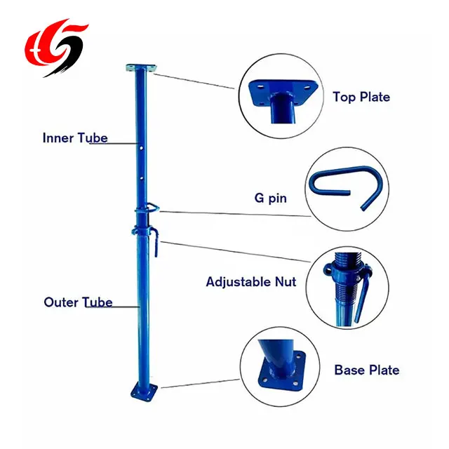 
Scaffolding Adjustable Telescopic Shoring Light Duty Formwork Steel Prop 