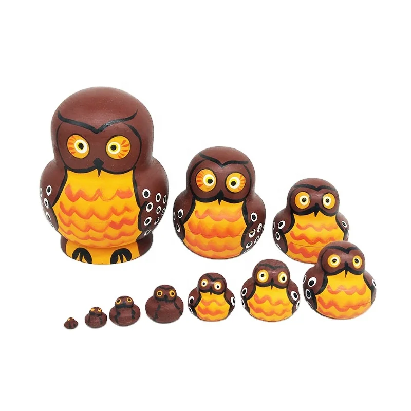 Russian Matryoshka nesting dolls for kids 2020 best seller dolls 10pcs owl doll hand painted wooden toys best birthday gifts
