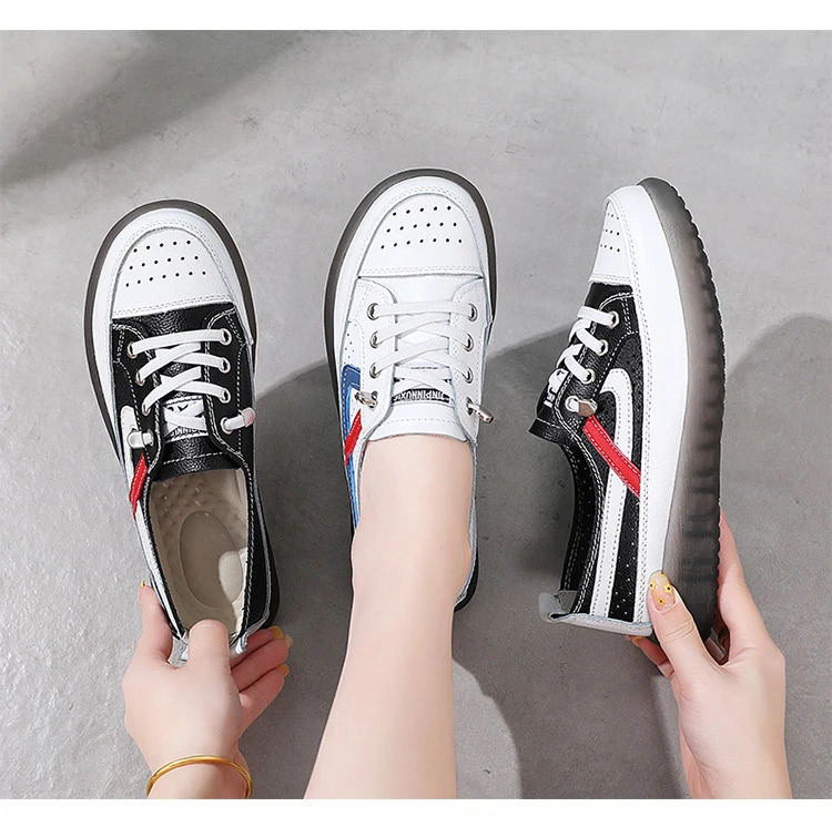 

White Black Brand Mesh Shoes Woman Casual Fashion Flat Tennis Sport Loafer Student Outdoor Lace Up Breathable Sneakers Women