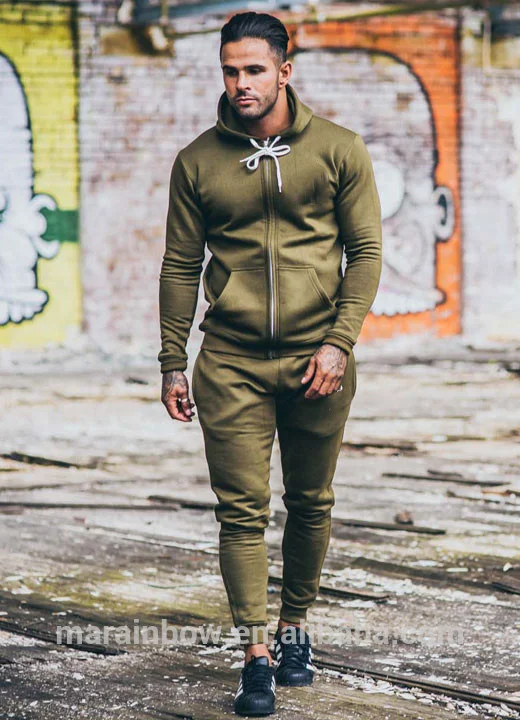 New Mens Tracksuit Top Fleece Designer Slim Fit Hooded Fitness Gym Hoodie 