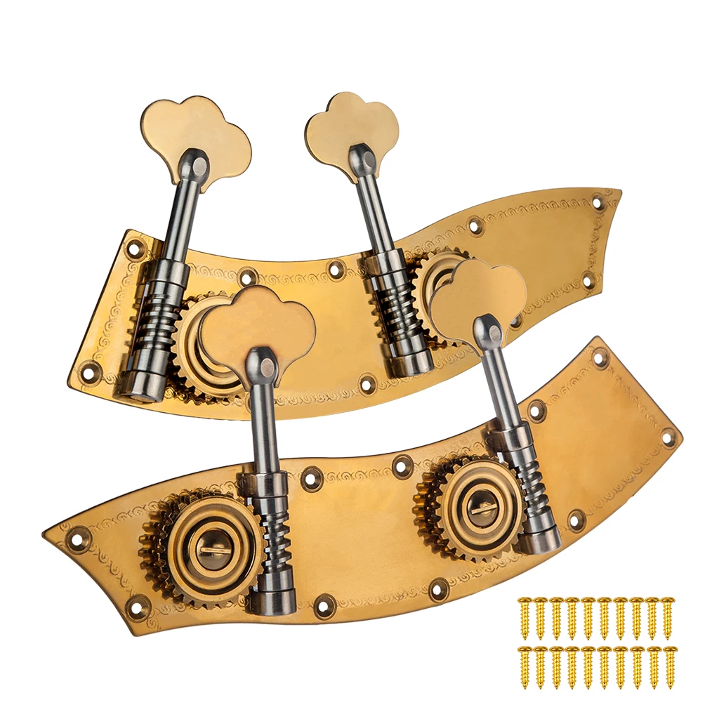 

NAOMI 2pcs 1R1L Upright Double Bass Two Plates Tuning Pegs Machine Heads Double Bass Parts 1/2 1/4