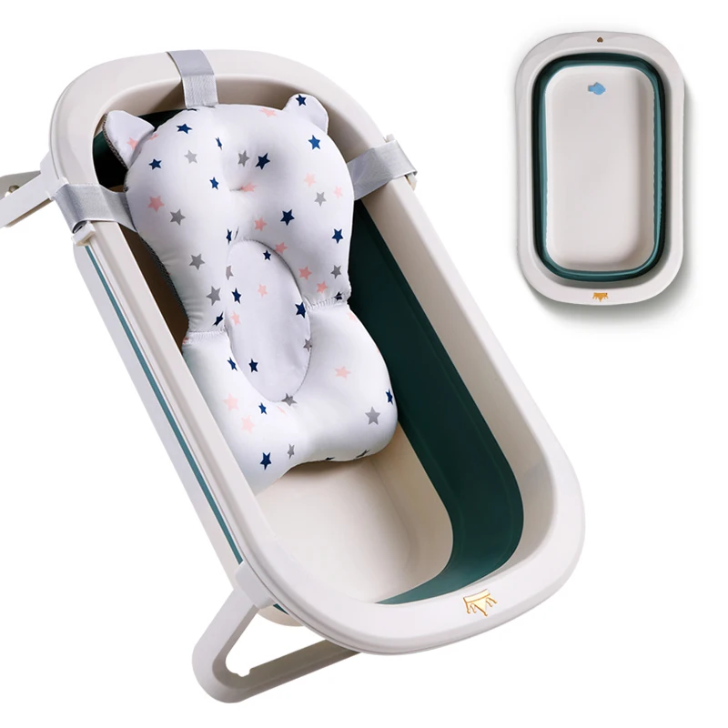 

New Design constant temperature Plastic Foldable Baby Bath Tub High Quality Baby Folding Bathtub, Green/pink