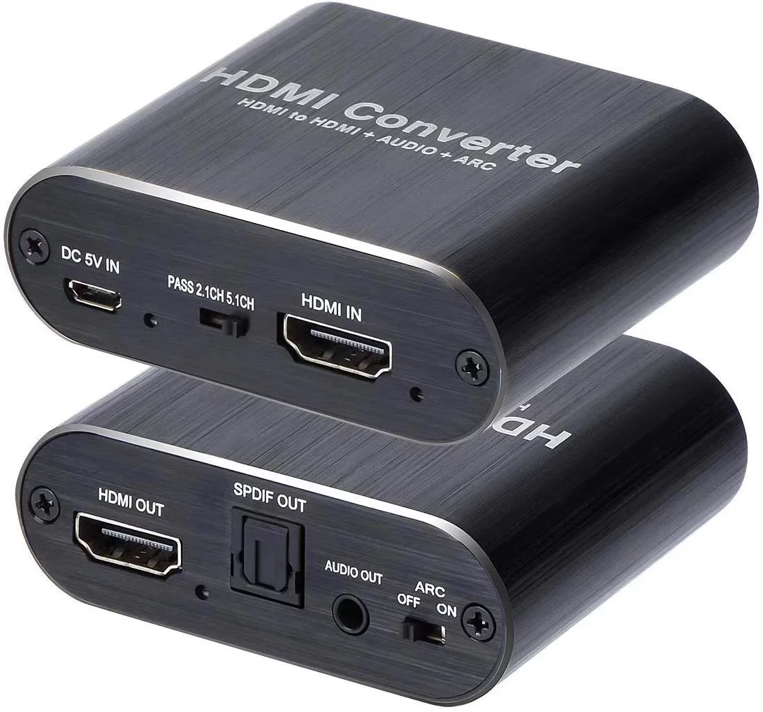 

HDMI ARC Audio Extractor HDCP CEC Optical TOSLINK SPDIF 3.5mm RCA Audio Converter 4K X 2K 3D HDMI Audio Splitter Adapter, Black