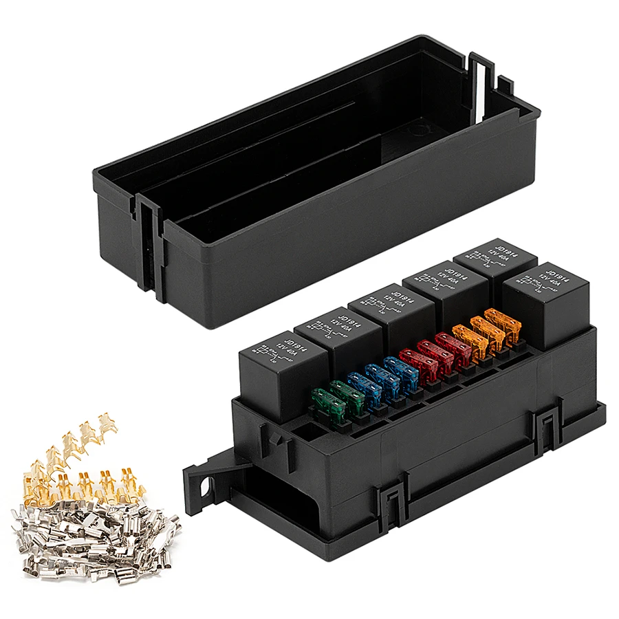 

12V Auto Waterproof Relay Socket 11 Way Fuse Relay Box Block With Terminals For Automotive Car Truck Marine Boat
