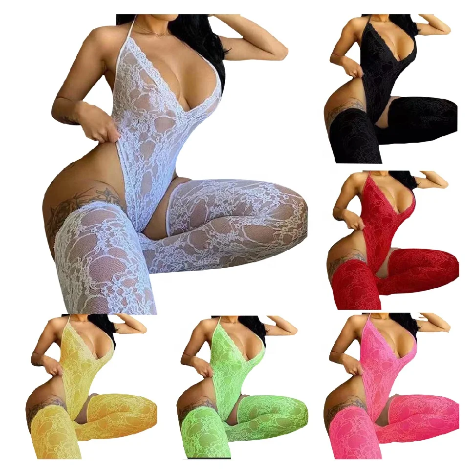 

Women Lace onesie sexy valentines day lingerie two piece set teddies lingerie, 4 colors for choose