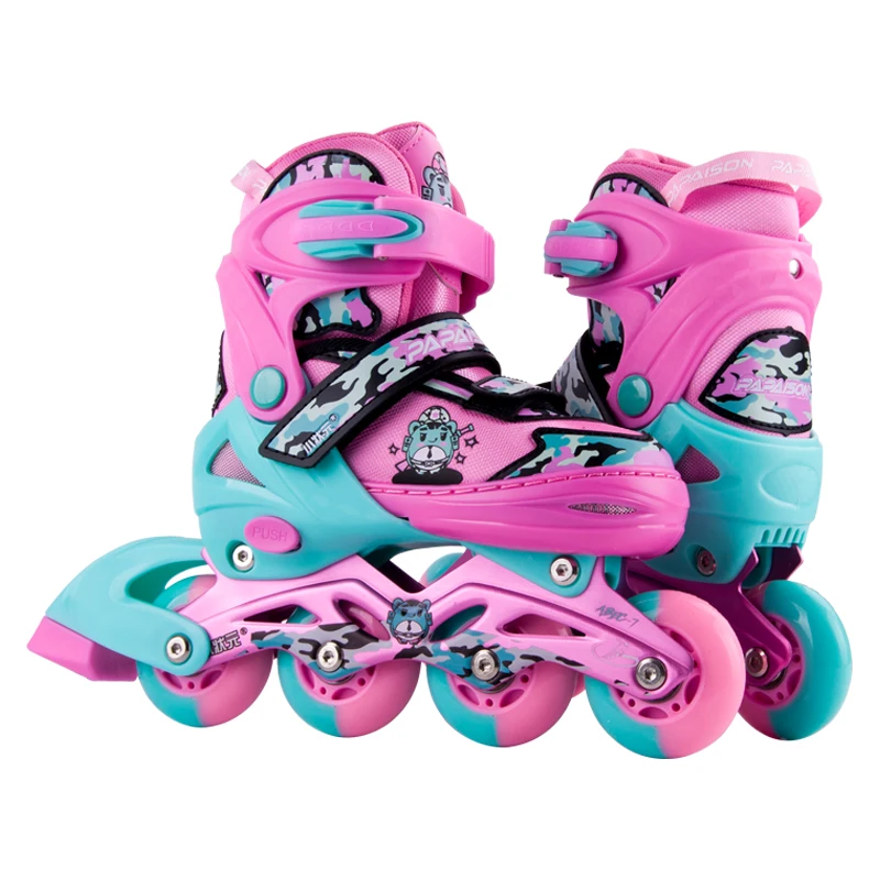 

Professional Children inline skates manufacturer PU wheels inline roller flashing skates adjustable light-up skating for kids, Blue, red, pink