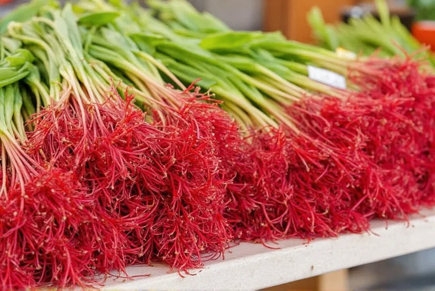 Close-up photograph of high-quality saffron corms showing proper size (2.5-3.5 cm), firm texture, and brown husk with intact basal plate on well-lit wooden background