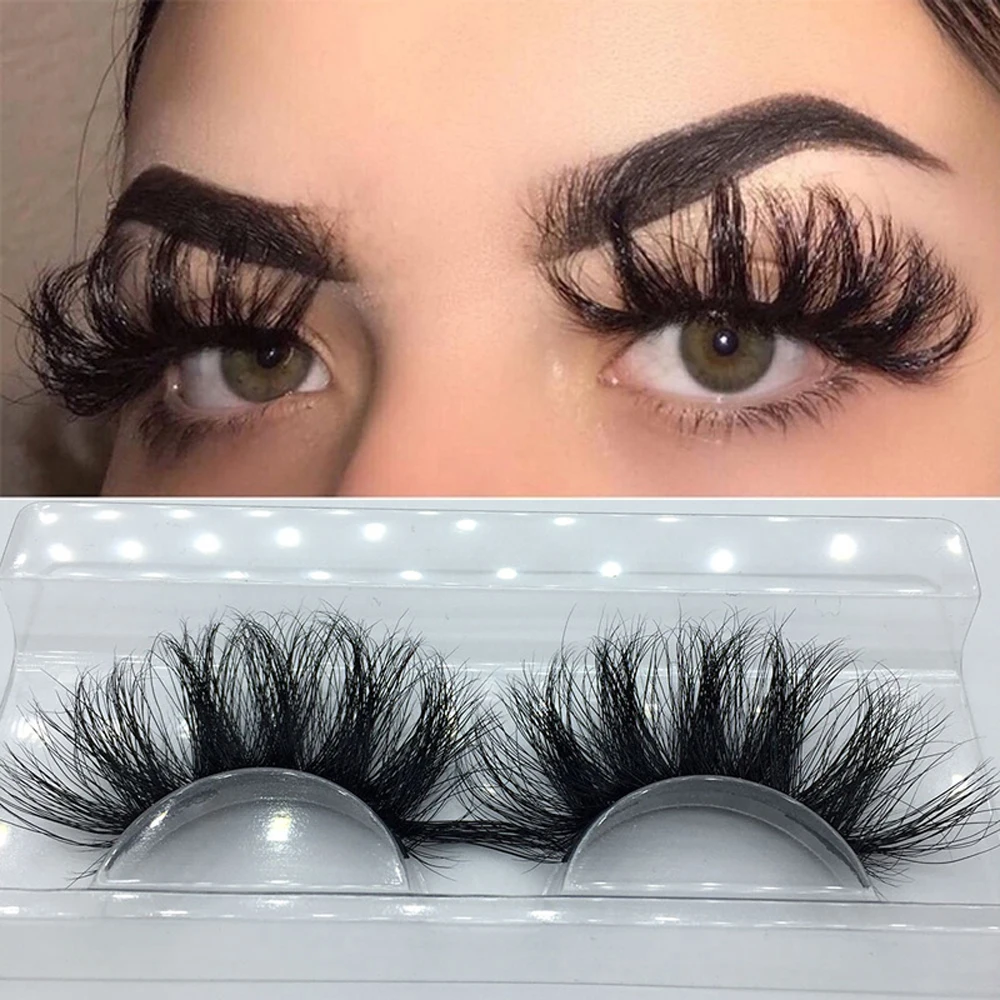 

100% Real Siberian Mink 25mm Super Fluffy Lash Best 5D Eyelash Private Label Mink Lash 3D Mink Eyelashes, Natural black