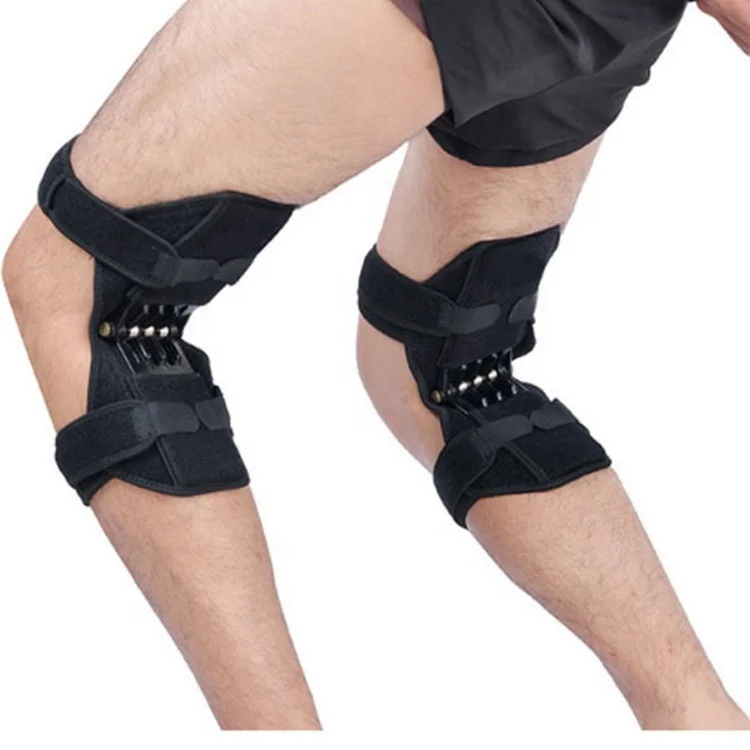 

Preventing Excessive Knee Flexion Tibial Stabilizer Brace Rebound Springs Joint Support Pads Adjustable Breathable Knee Booster, Black