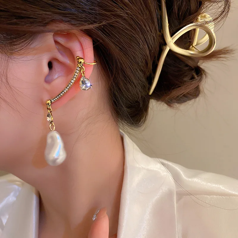

fashion quality pearl pendant cuff climb earring