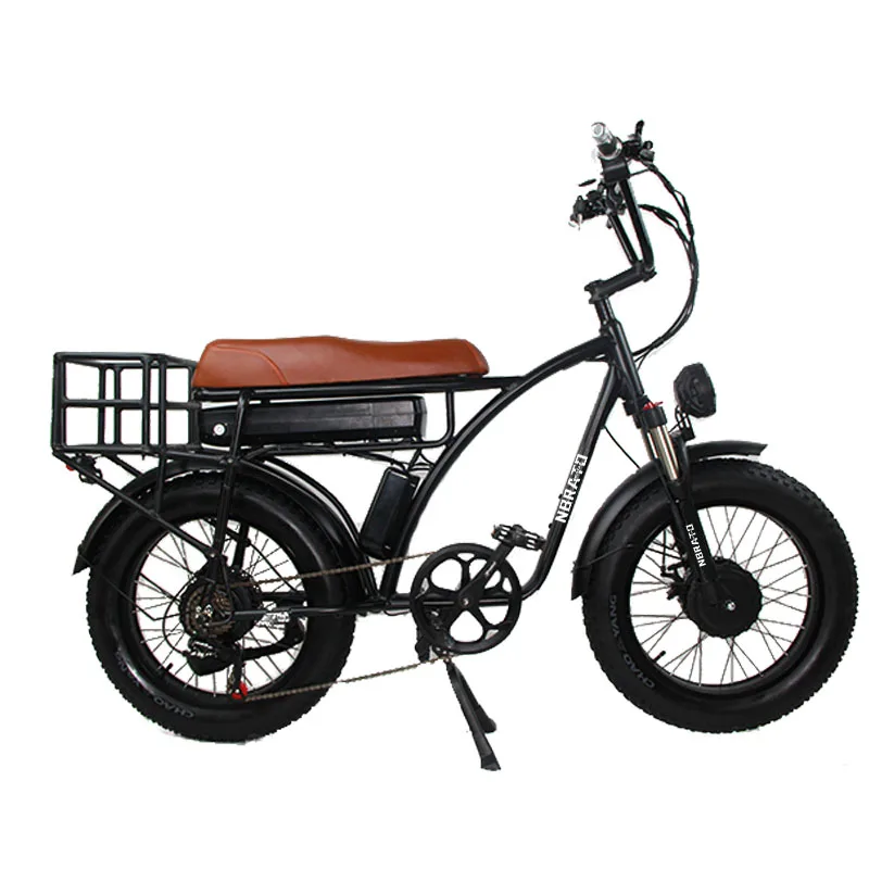 

2022 Dual motor 2000W 20 inch aluminium alloy frame fat tire Vintage electric bicycle 48V 15Ah