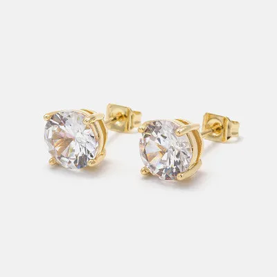

Simple Fashion 18k Gold Plated CZ Circle Earrings Multi Size Zircon Rhinestone Crystal Stud Earrings For Girls