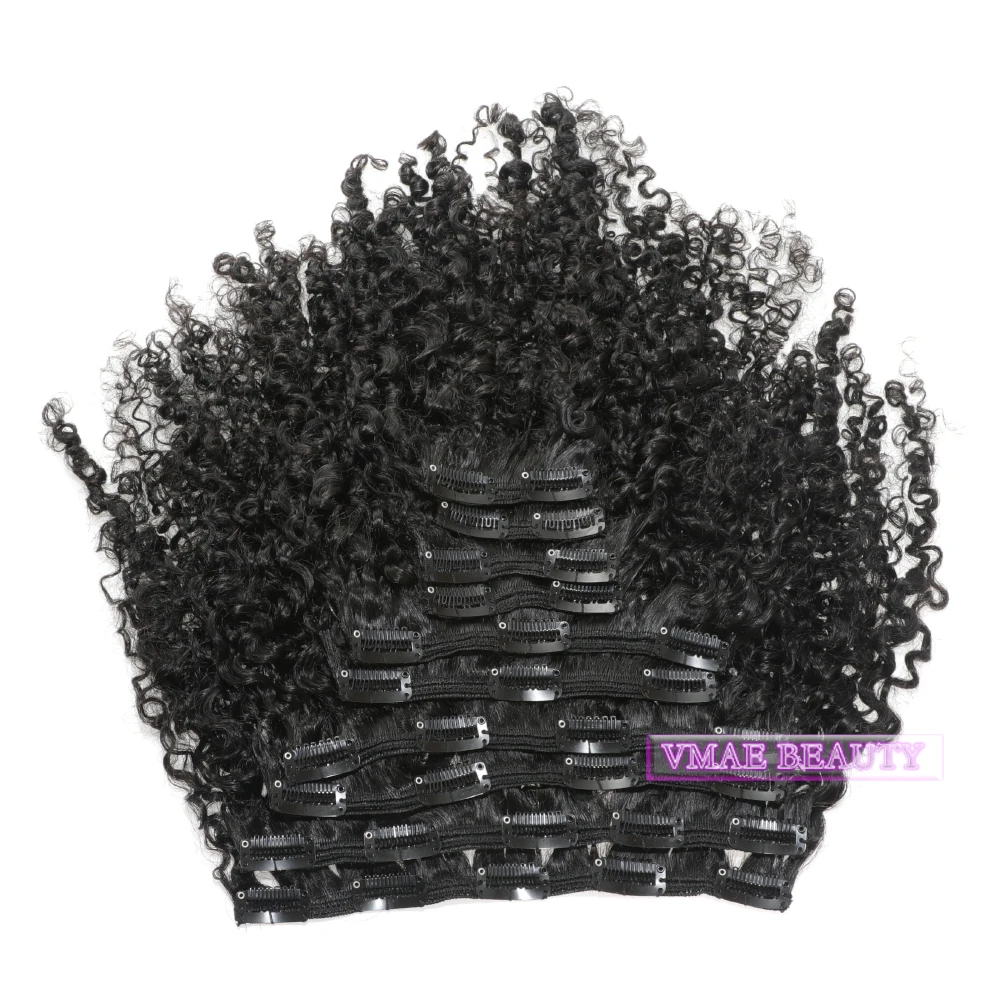

VMAE 11A New Arrival Low MOQ Burmese Hair Afro Kinky Curly Virgin Cuticle Aligned Clip In Extension For Black Women, Nature color