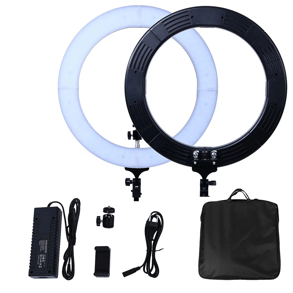 

studio lights photography ring light dimmable 19inch 90W bicolor 3200-5600k 448led professional lighting kit for video