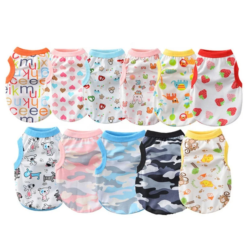 

Wholesale Summer Cheap Cotton Pet Cat T-shirt Dog Vest, As photo