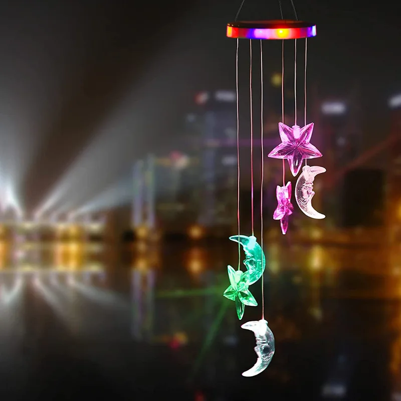 

Home Party Garden Decoration Dragonfly Solar Wind Chimes Night Light Solar Changing Color Waterproof Hummingbird Lamp, Colorful