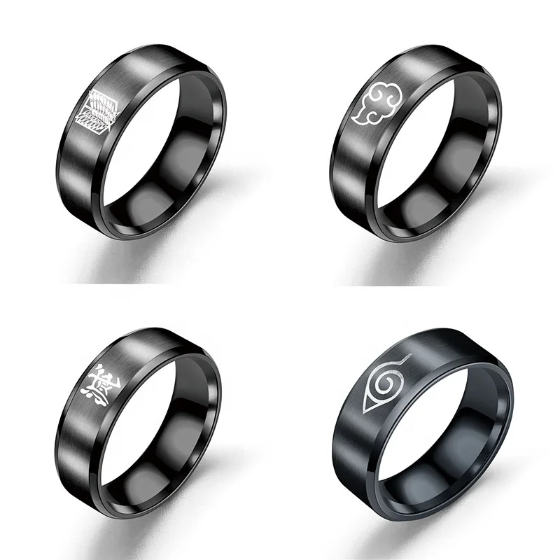 

Hot Anime jewelry Attack On Titan Demon Slayer Ring Wings Of Freedom Logo Stainless Steel Akatsuki Ring Cosplay Jewelry