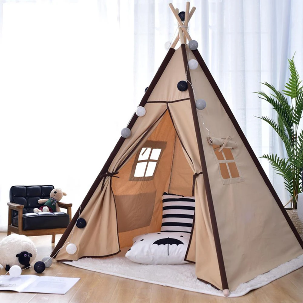 

FunFishing Wholesale high quality indoor frame cotton canvas Children's teepee tent