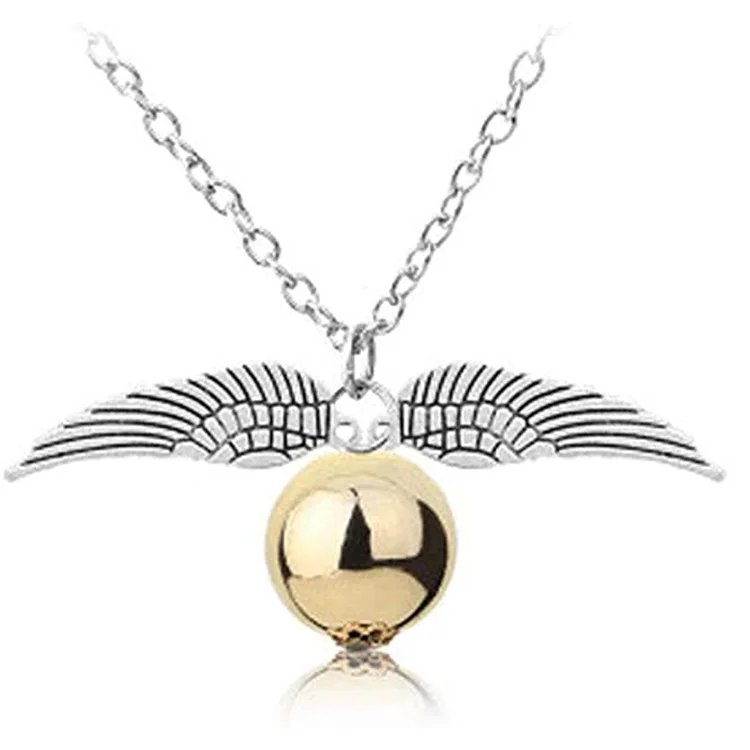 

snitch gold necklace Harry Potter and death holy vessel gold Flying thief necklace, Gold and silver