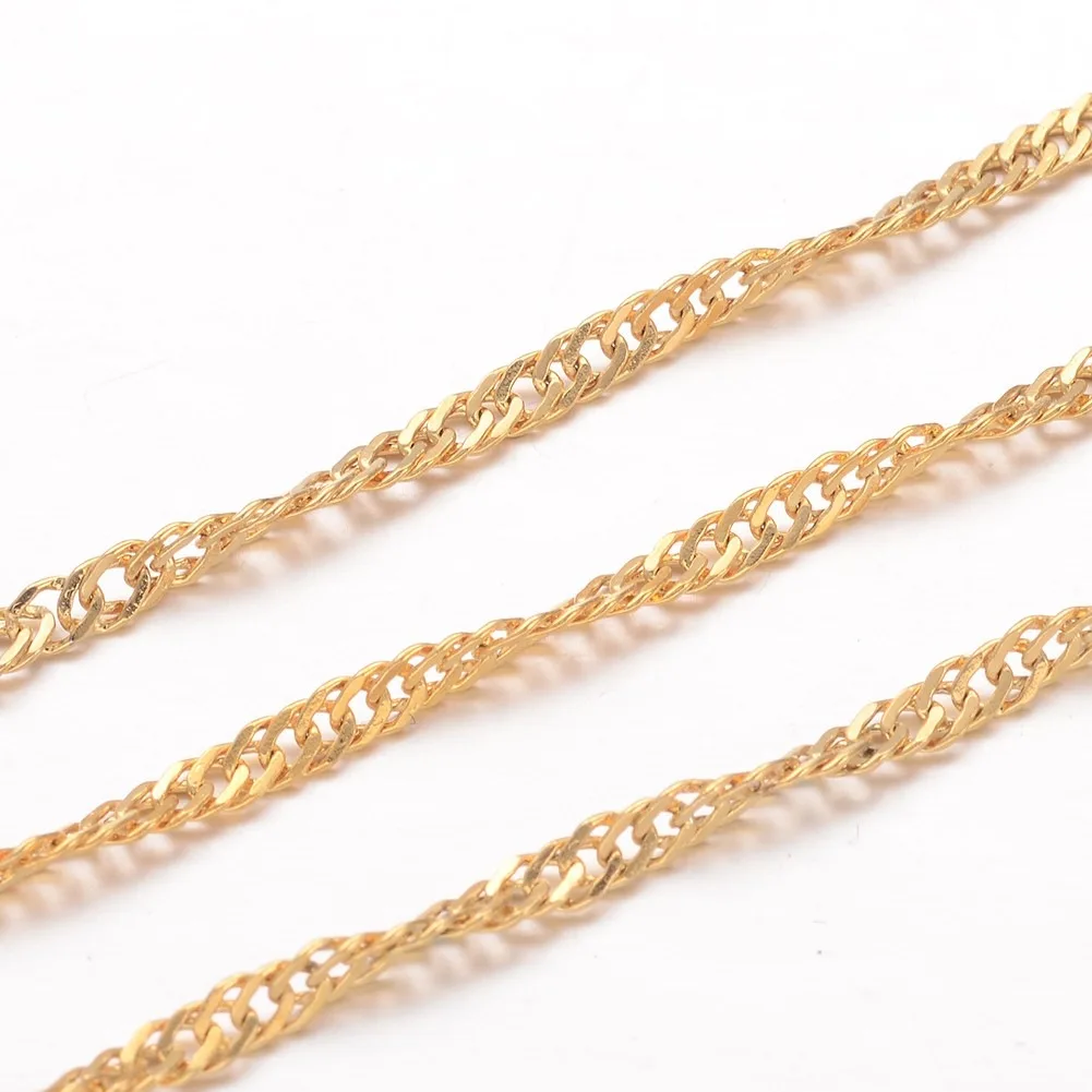 

PandaHall 304 Stainless Steel 2.2mm Golden Singapore Chains
