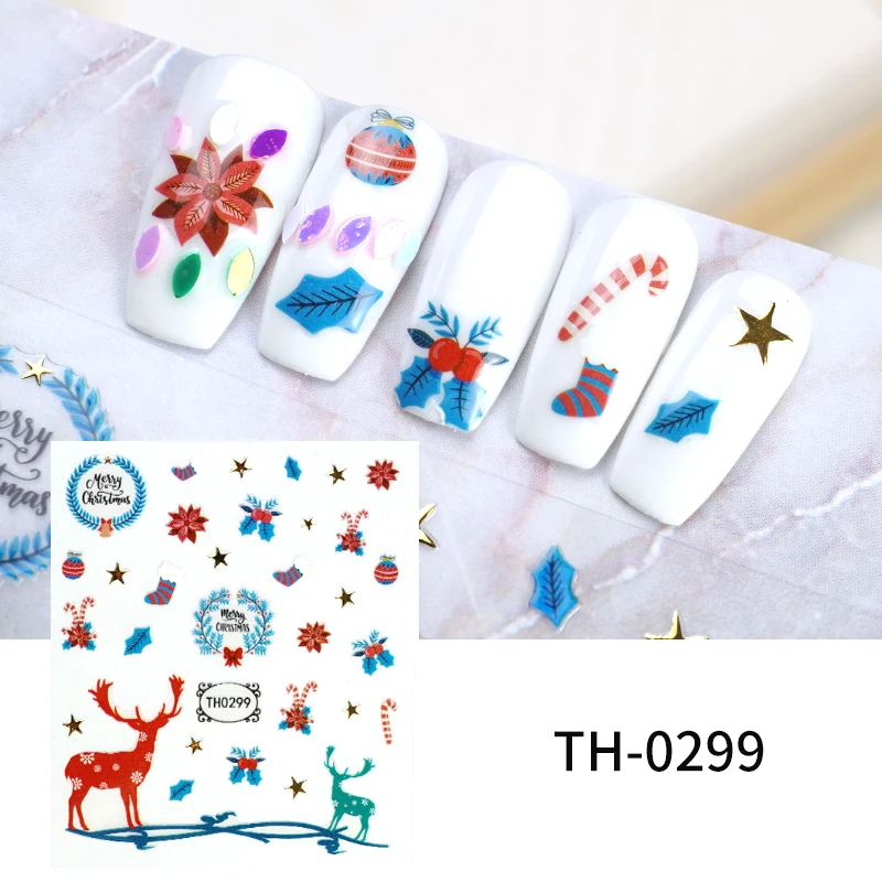 

Wholesale new product nails christmas decals gold metal nail sticker, Colorful