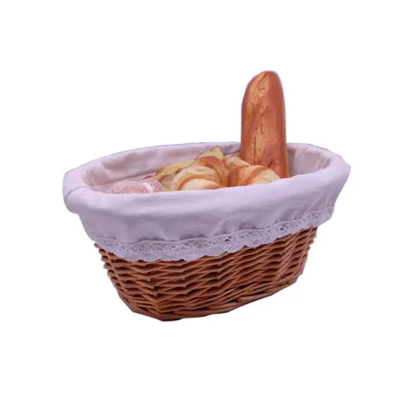 

popular wholesale food private label woven a basket of willow small oval bread wicker baskets 3 set with liner