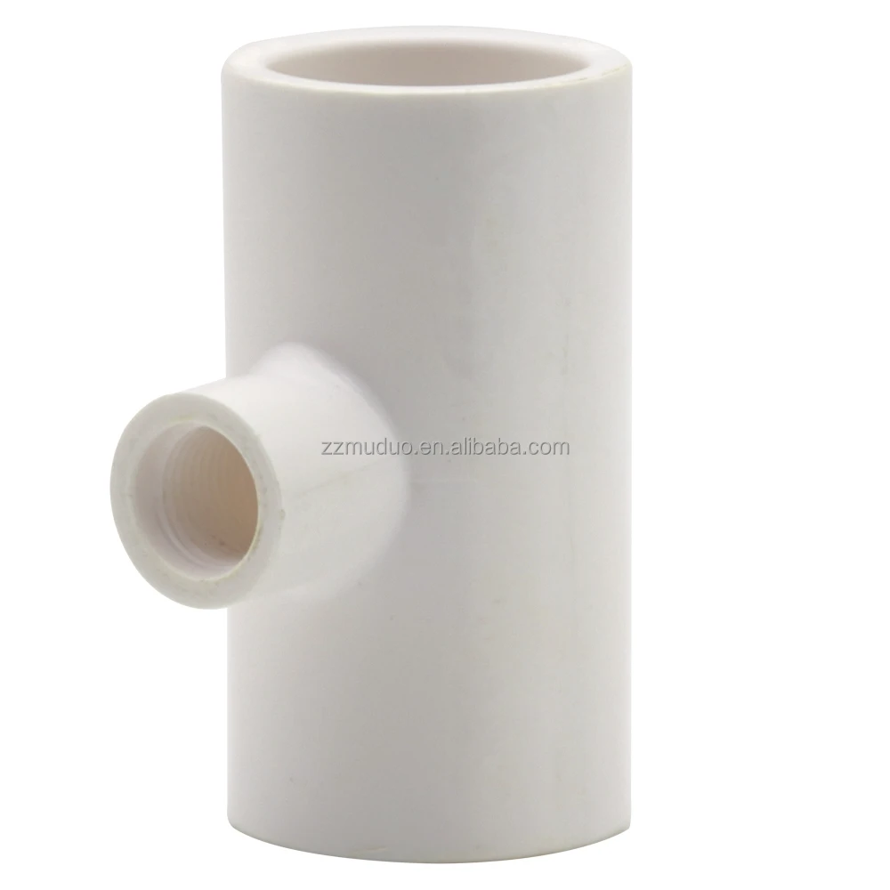 PVC Tee Fittings Plastic Connector for Threaded Nipples Chicken Drinker Waterer Reducing Tee for Schedule 40 Piping with 1/8''
